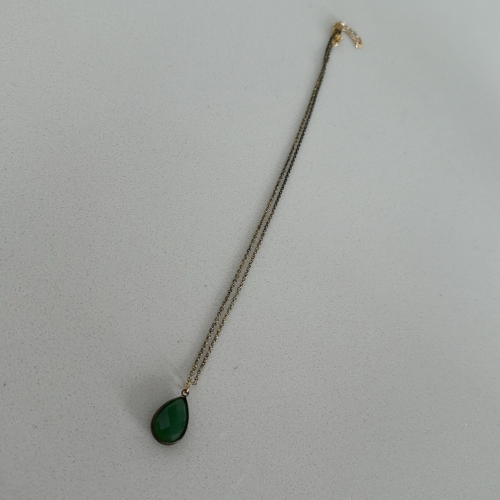 Vintage Green & Gold Gemstone Necklace - Picture 3 of 4